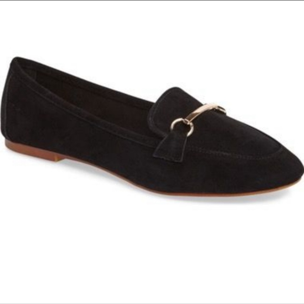 Topshop Faux Black Suede Loafers size 37 (size 6.5)